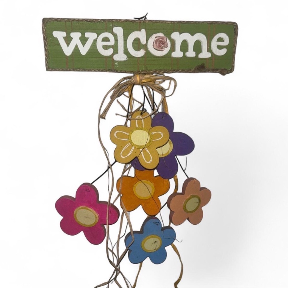 Door Welcome Sign with Flowers